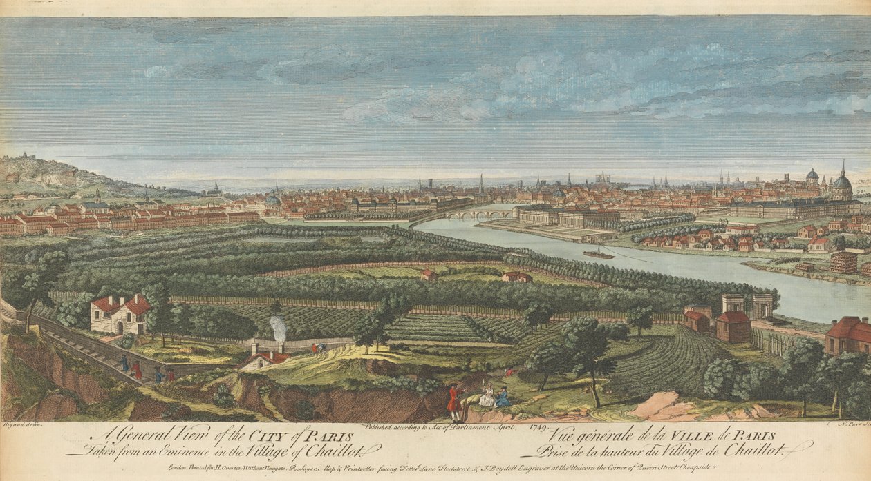 Et generelt syn på byen Paris tatt fra en eminens i landsbyen Chaillot av Nathaniel Parr