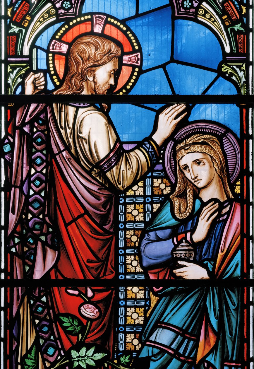 Kristus og Maria Magdalena, 1863 (farget glass) av Nathaniel Westlake
