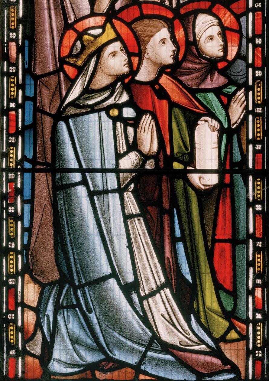 Kristus i Majestet deltatt av hellige, detalj, 1863 (farget glass) av Nathaniel Westlake