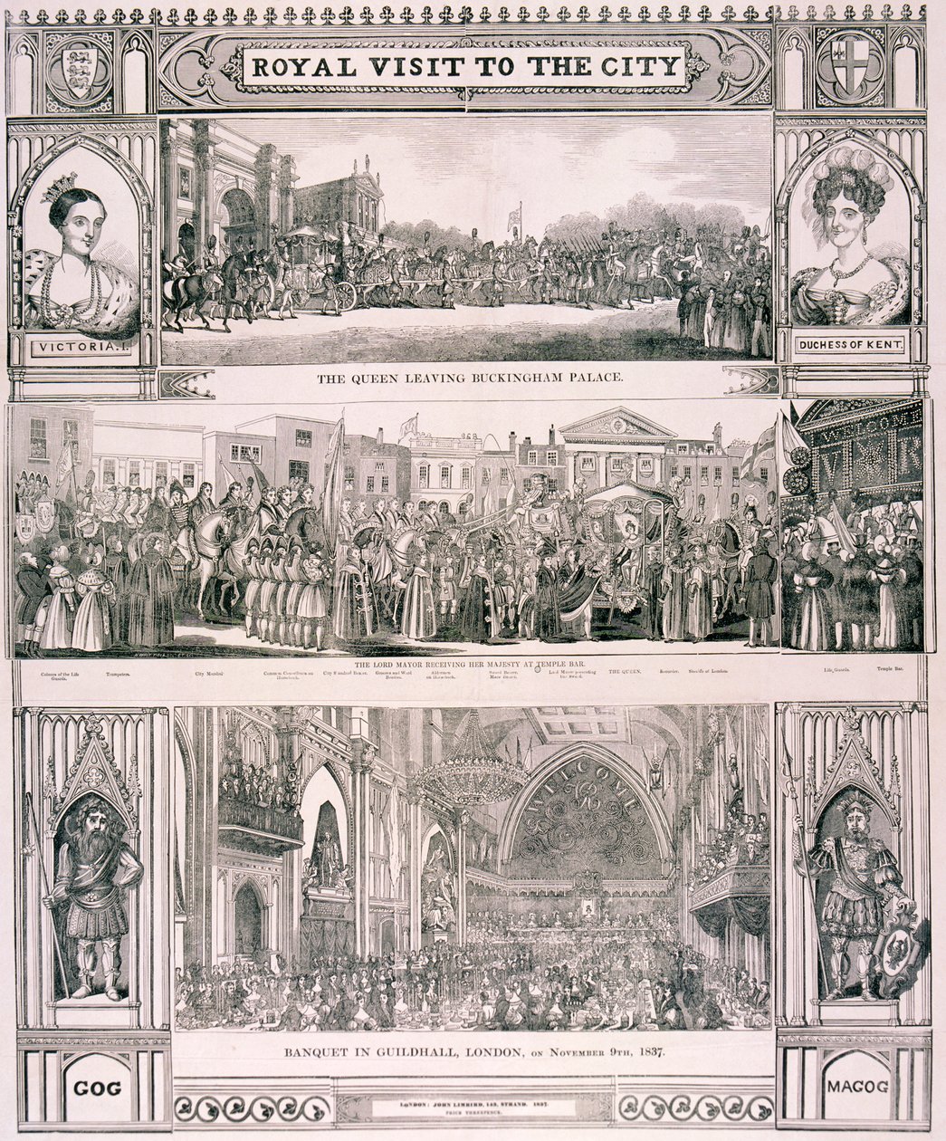 Dronning Victorias besøk i City of London, 1837 av Nathaniel Whittock