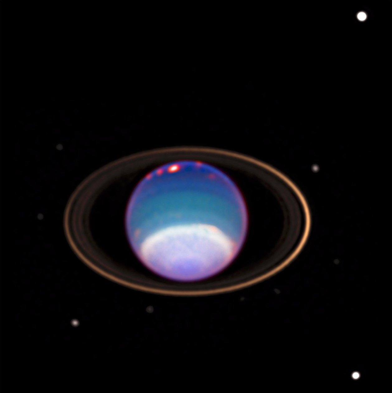 Bilde av Uranus tatt av Hubble-teleskopet. Den første planeten som ble oppdaget i moderne tid, ble først observert av William Herschel i 1781. Credit NASA. Vitenskap Astronomi Planetary Space av National Aeronautics and Space Administration National Aeronautics and Space Administration