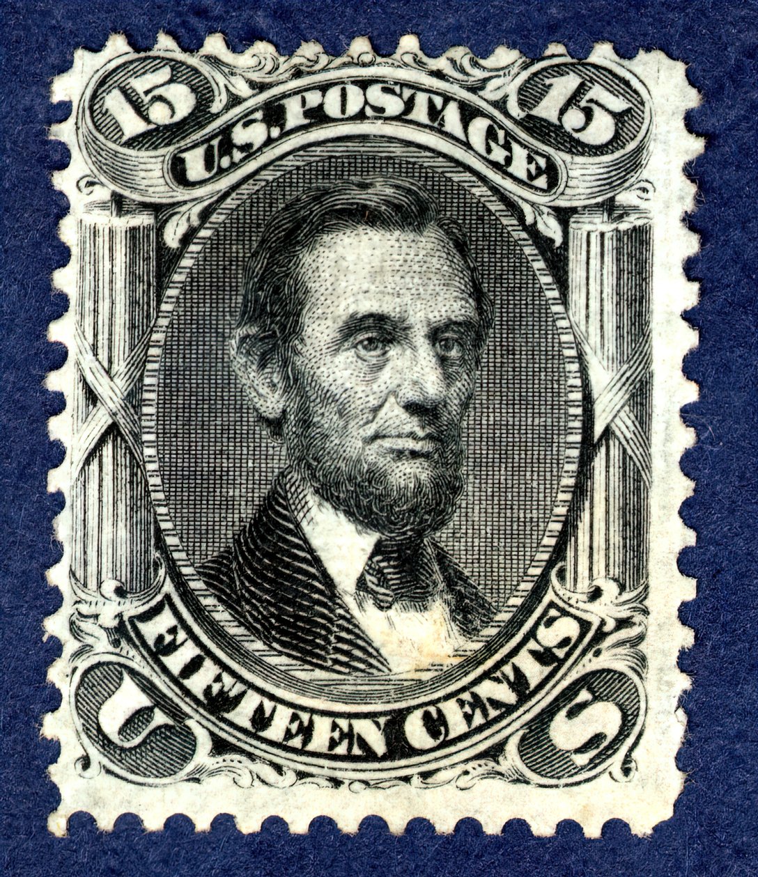 15c Abraham Lincoln F Grill singel, 1867. av National Bank Note Company