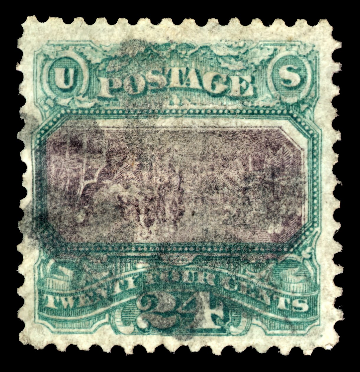 24c Declaration of Independence G Grill inverter feil enkelt, 1869. av National Bank Note Company