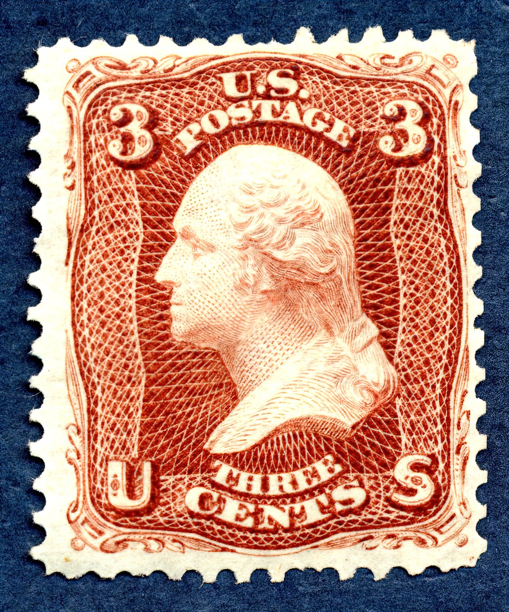 3c Washington re-utgave singel, 1875. av National Bank Note Company