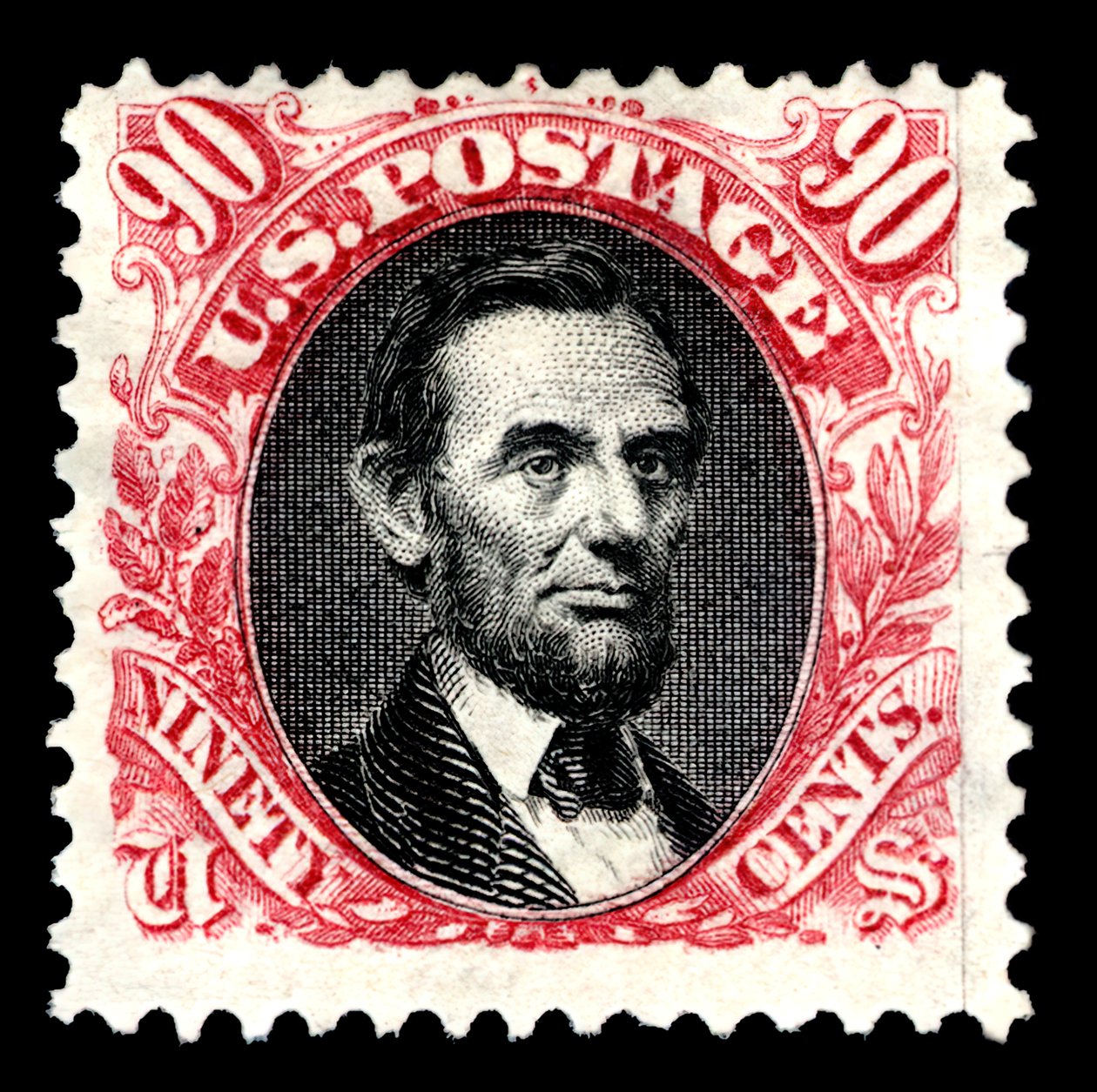 90c Abraham Lincoln gjenutgave singel, 1875. av National Bank Note Company