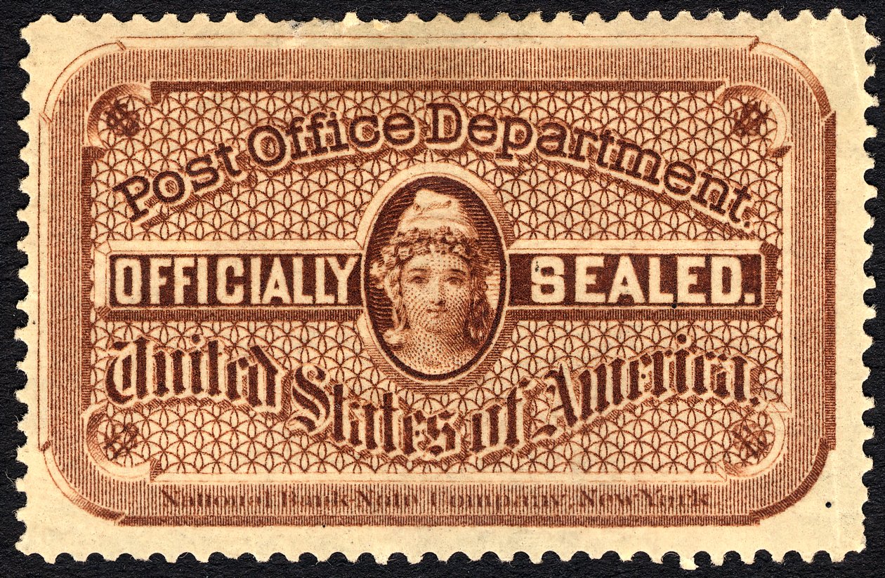 Postkontorsegl, c. 1879. av National Bank Note Company