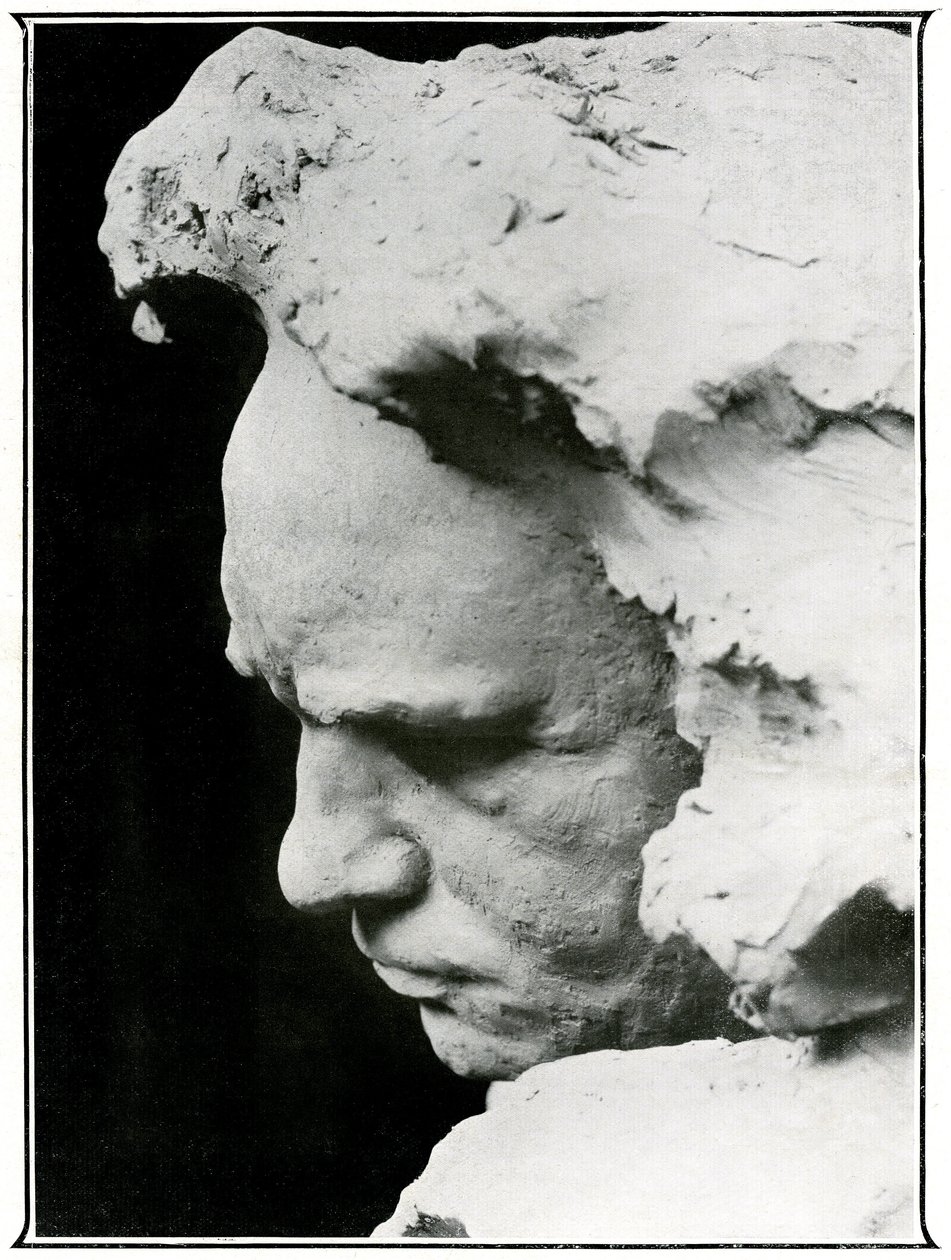 Profilansikt til Ludwig van Beethoven (1770-1827), detalj av en bronsebyste av Naum Aronson