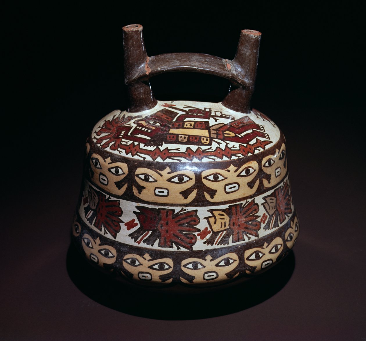 Krukke med doble tuter og brohåndtak, Late Nazca-stil (keramikk) av Nazca Culture