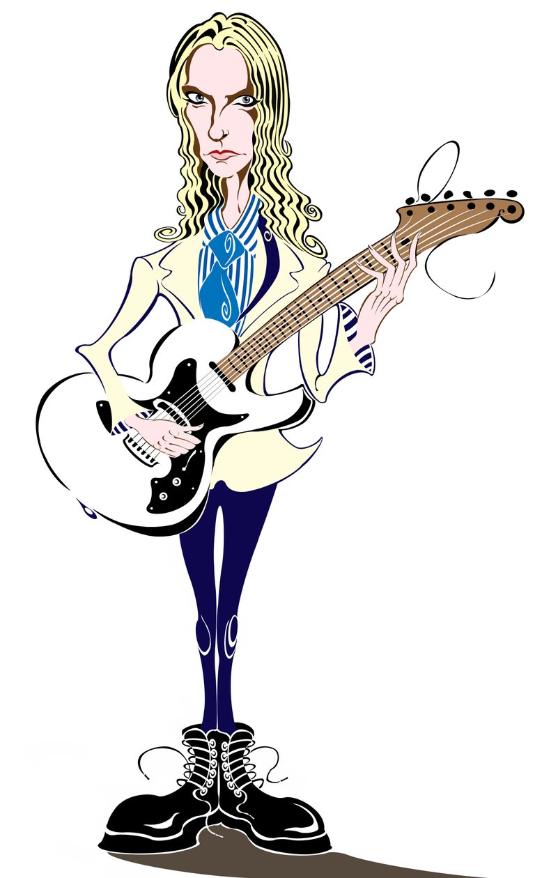 Aimee Mann - karikatur - amerikansk singer-songwriter og bassist, født 1960 av Neale Osborne