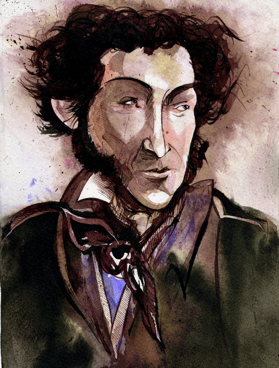Alexander Pushkin - karikatur av den russiske poeten og forfatteren av Neale Osborne