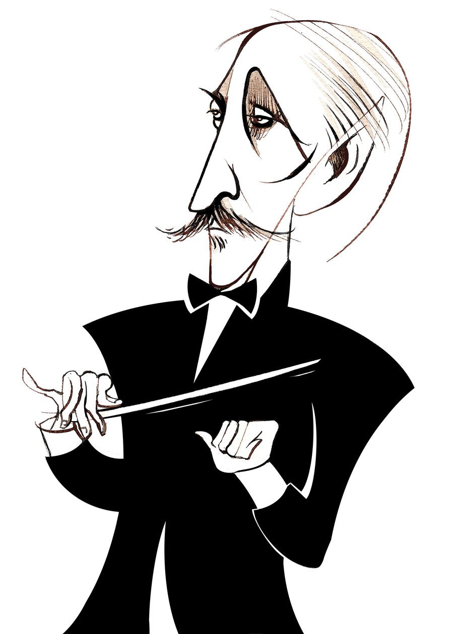 Arturo Toscanini, italiensk dirigent, (1867 - 1957) karikatur av Neale Osborne