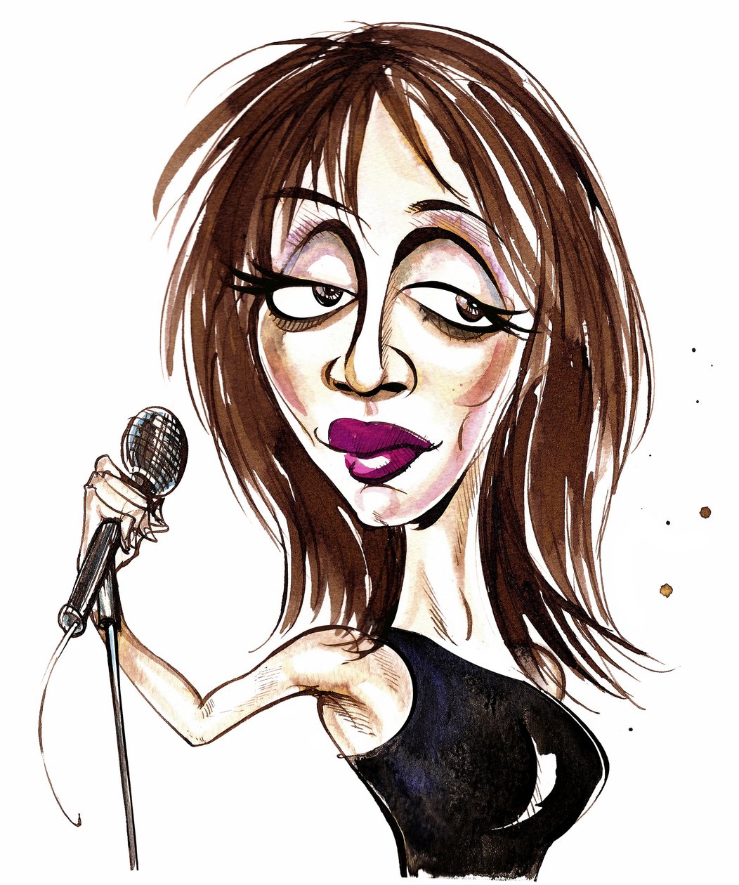 Beverley Knight - fargekarikatur av Neale Osborne