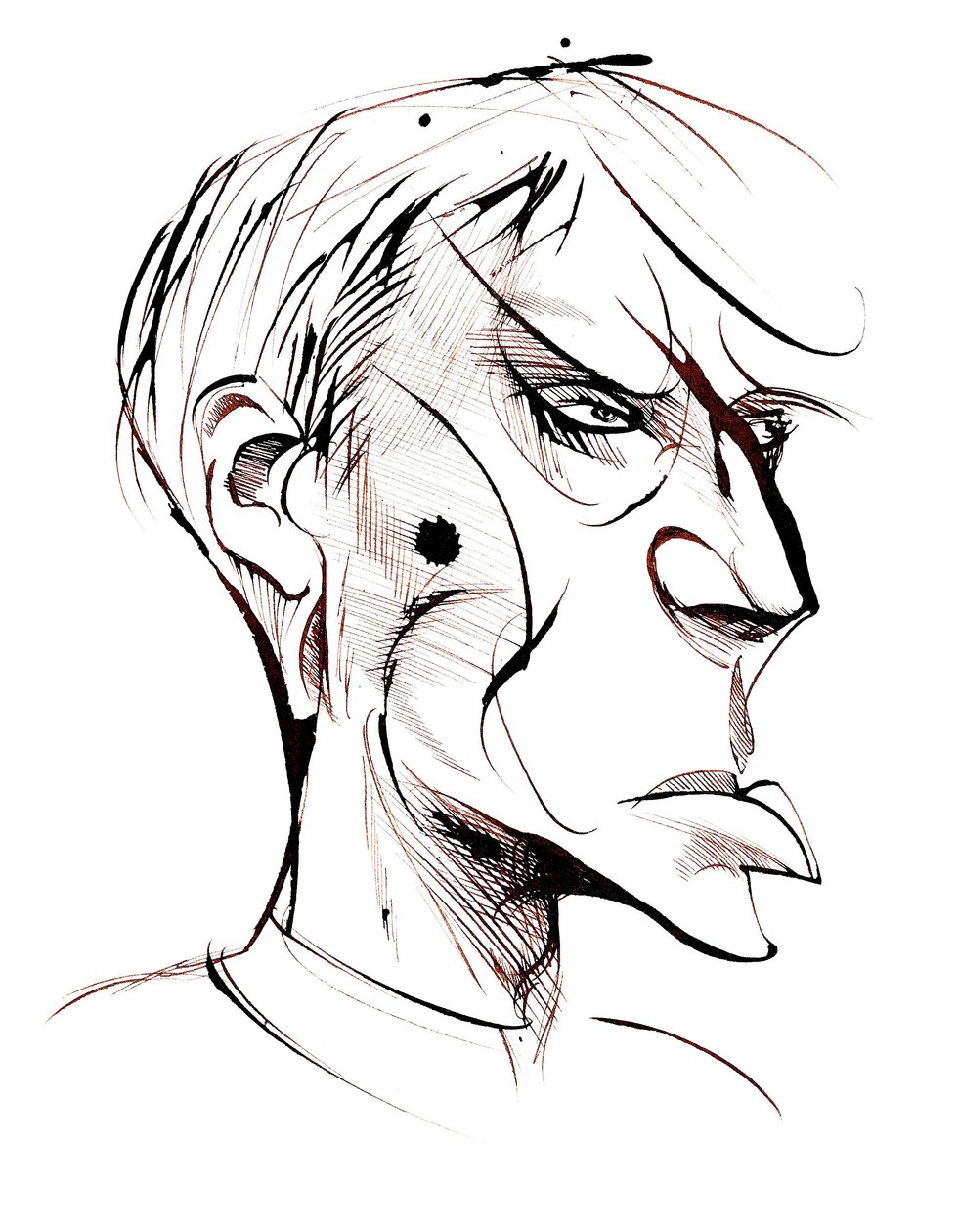 Boris Pasternak , russisk poet og romanforfatter (1890-1960), karikatur i sepialinje av Neale Osborne