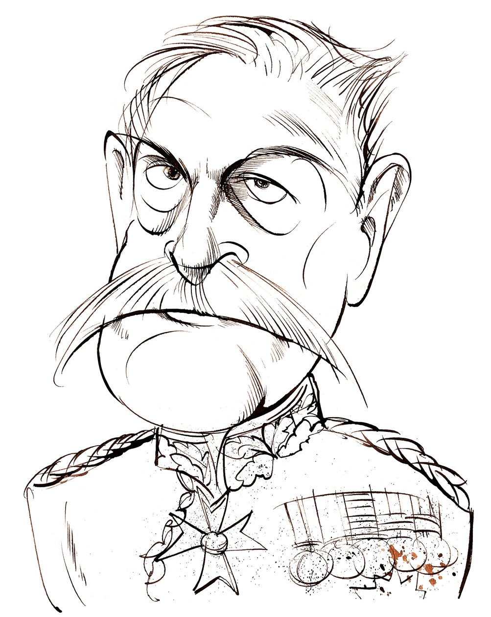 Britisk feltmarskalk, førstejarl Haig av Bemersyde (1861-1928); karikatur av Neale Osborne