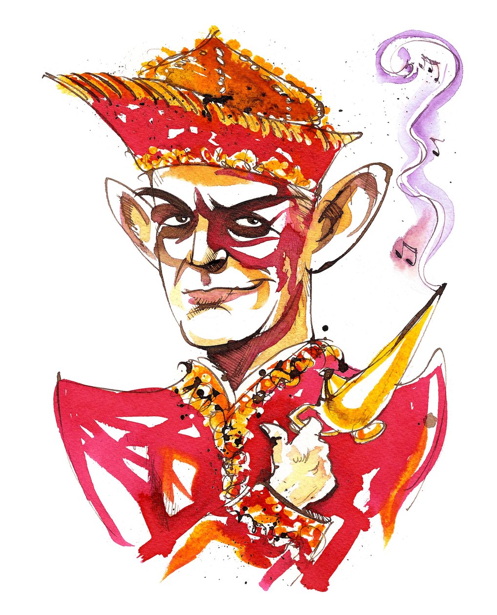 Carl Nielsen, karikert som Aladdin av Neale Osborne