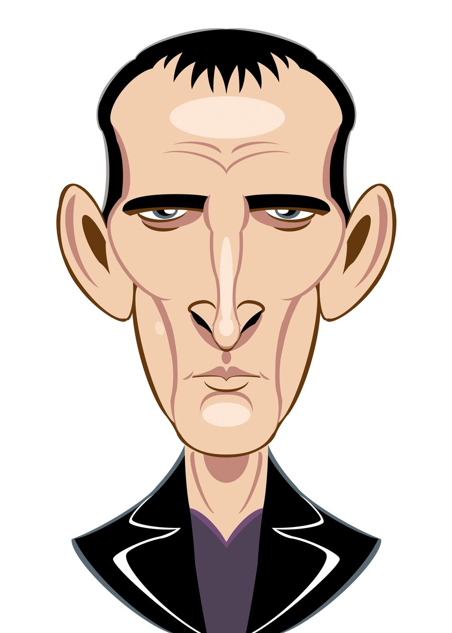 Christopher Eccleston som Doctor Who - karikatur av Neale Osborne