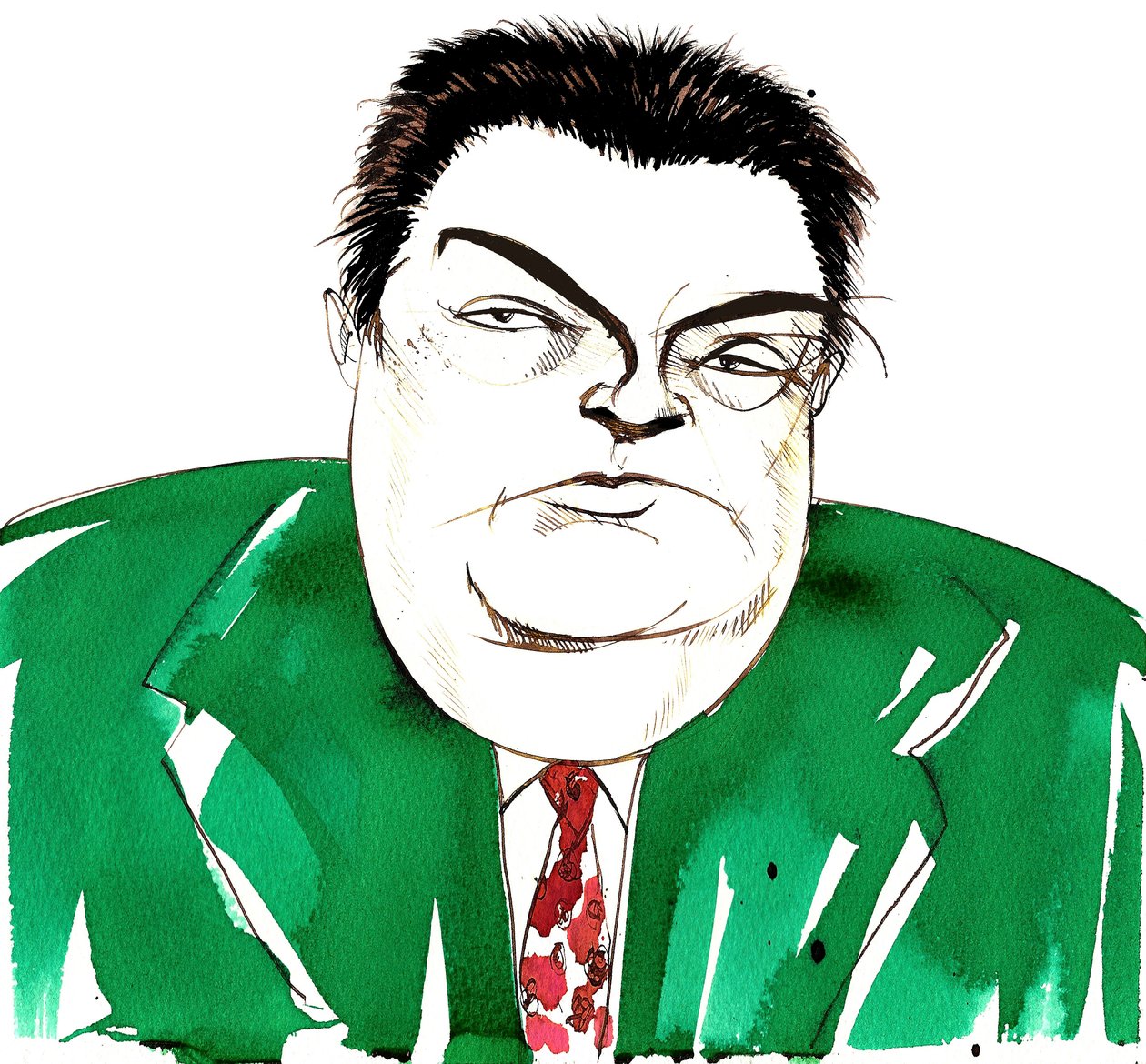 Darius Milhaud (1892 - 1974) fransk komponist, lærer og medlem av Les Six, karikatur av Neale Osborne