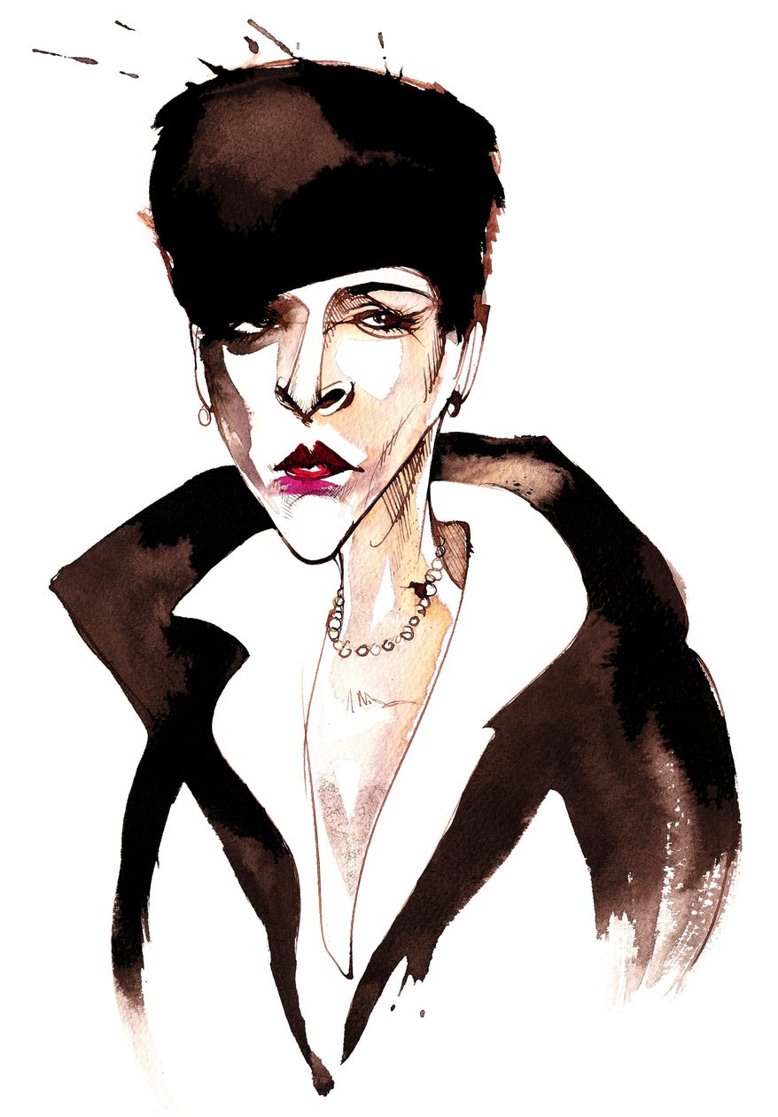 Djuna Barnes, innflytelsesrik modernistisk amerikansk forfatter og kunstner; karikaturDB: 12. juni 1892 - 18. juni 1982 av Neale Osborne