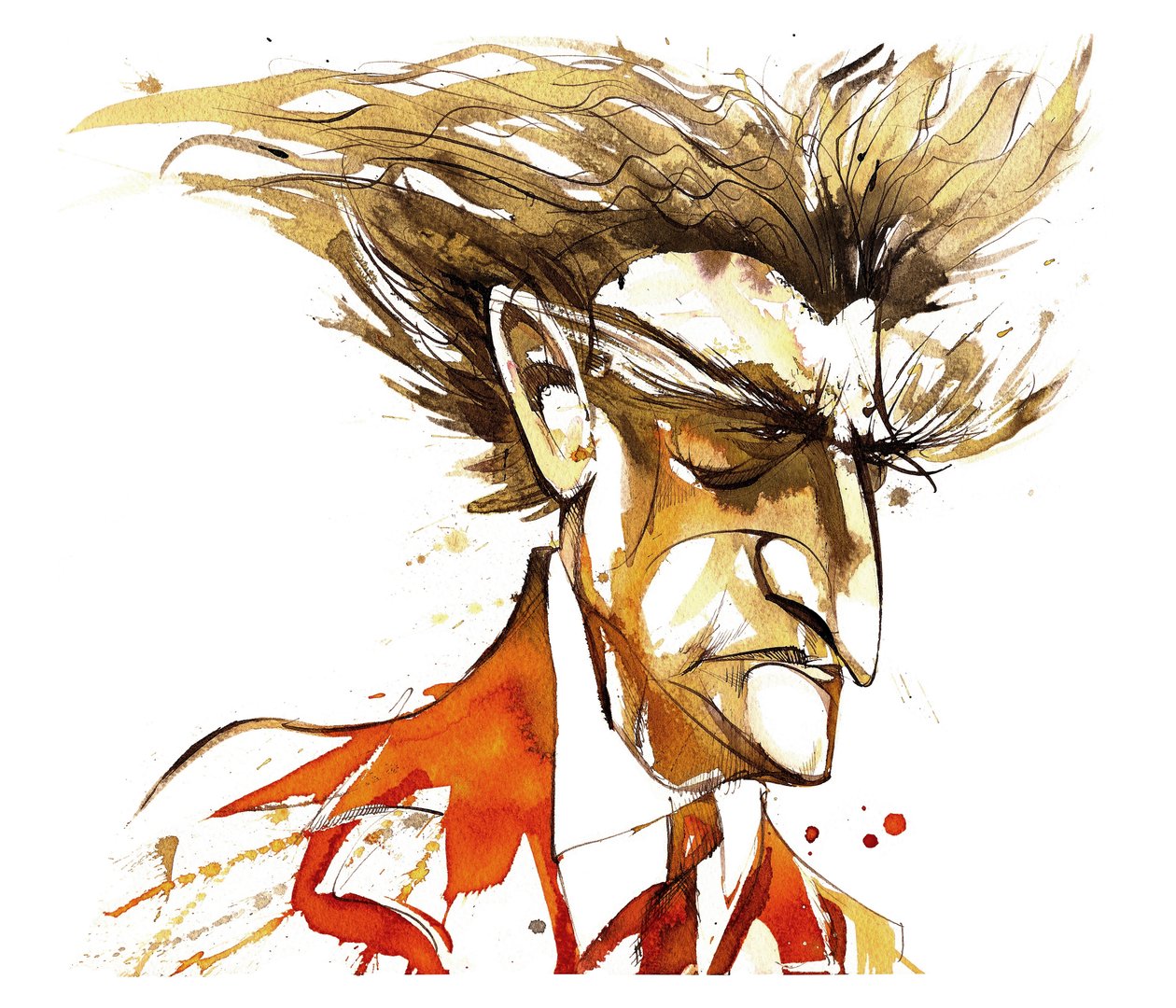 Edgard Varese - fargekarikatur av Neale Osborne