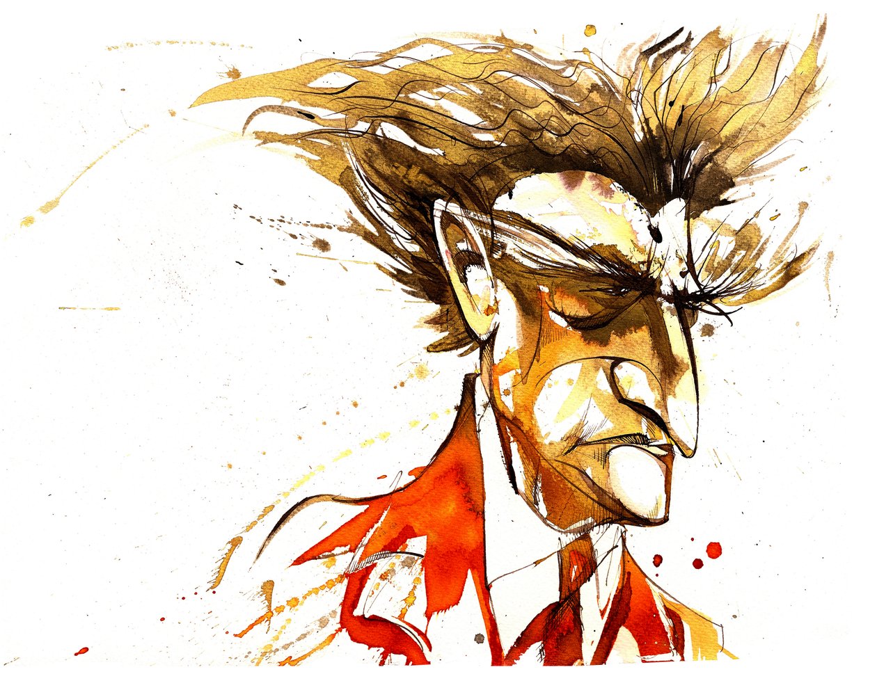 Edgard Varese - fargekarikatur av Neale Osborne