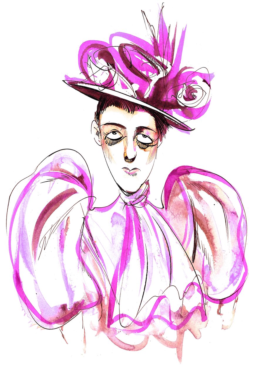 Edith Wharton - fargekarikatur av amerikansk romanforfatter og novelleforfatter (1861-1937) av Neale Osborne