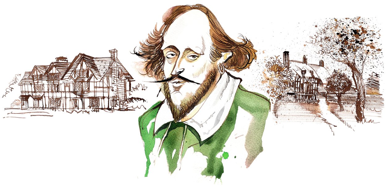 engelsk dramatiker og poet William Shakespeare (1564-1616); karikatur av Neale Osborne