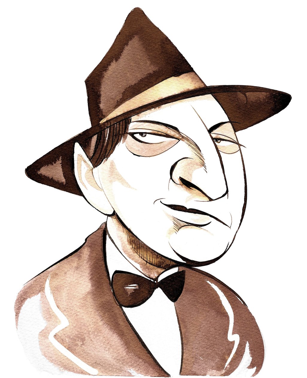Erich Wolfgang Korngold , østerrikskfødt komponist og dirigent, (1897 - 1957) karikatur av Neale Osborne