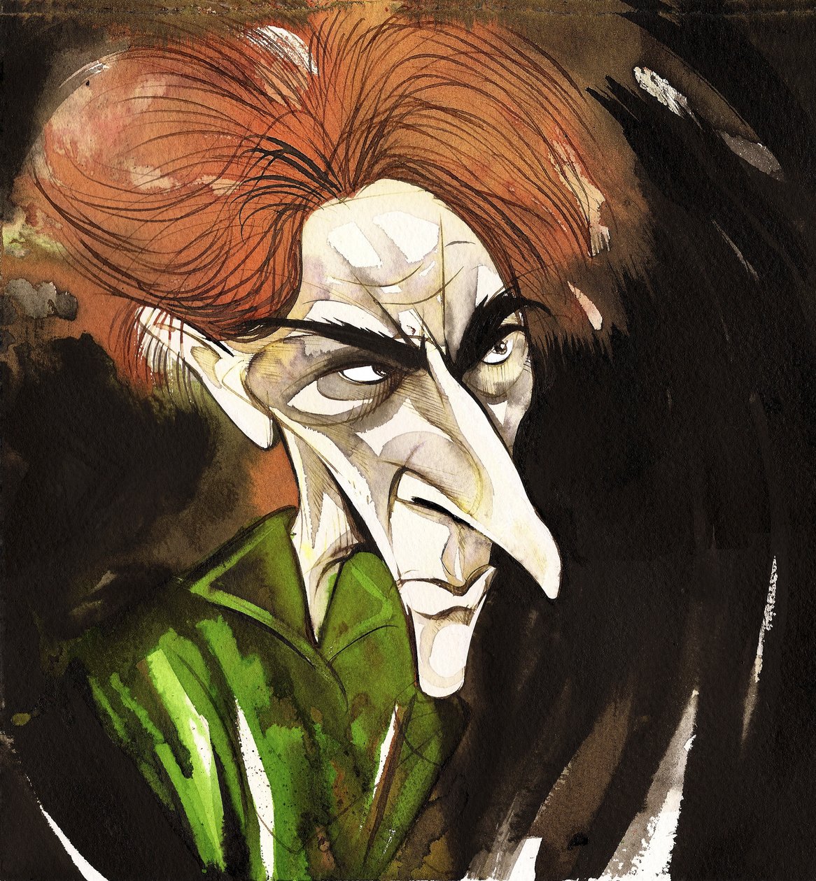 Ernest Thesiger - engelsk skuespiller (1879-1961); karikert som Doctor Septimus Pretorius fra filmen Bride of Frankenstein fra 1935, regissert av James Whale (engelsk skuespiller og regissør, 1889 - 1957) av Neale Osborne