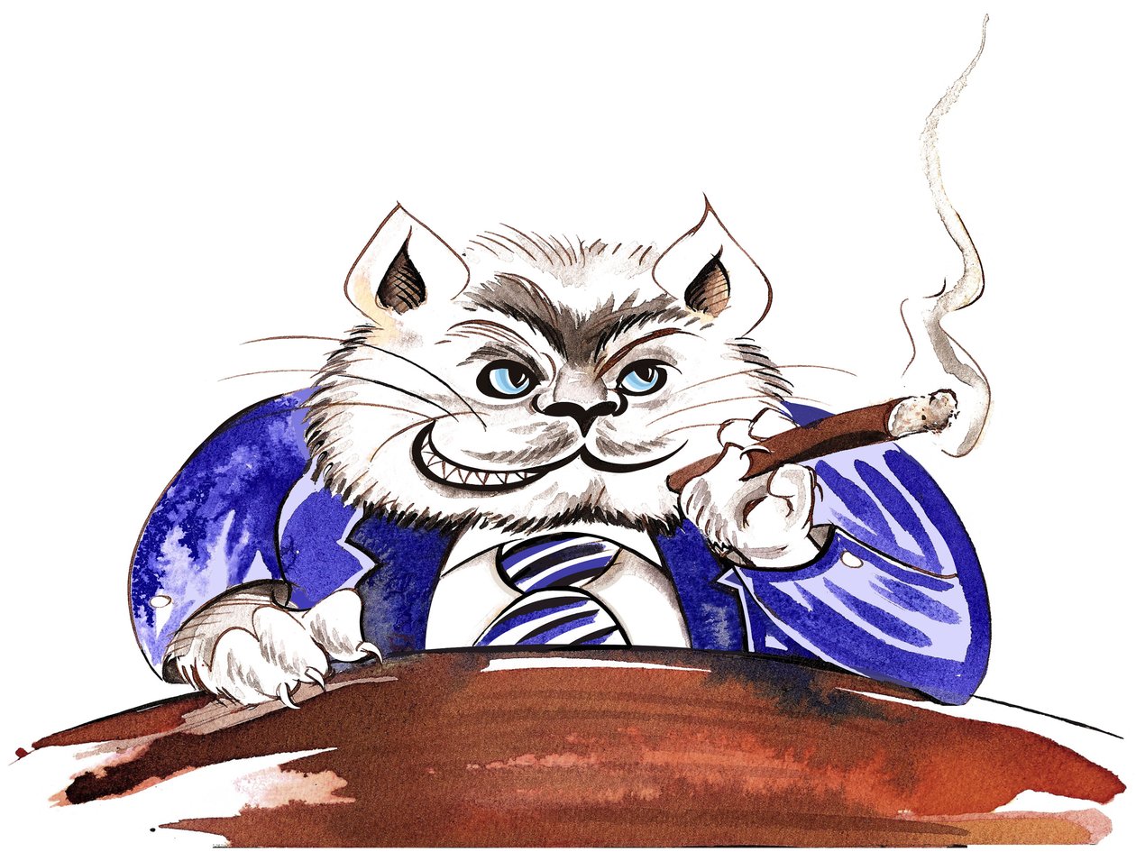 Fat cat - allegorisk illustrasjon av finanskrise av Neale Osborne