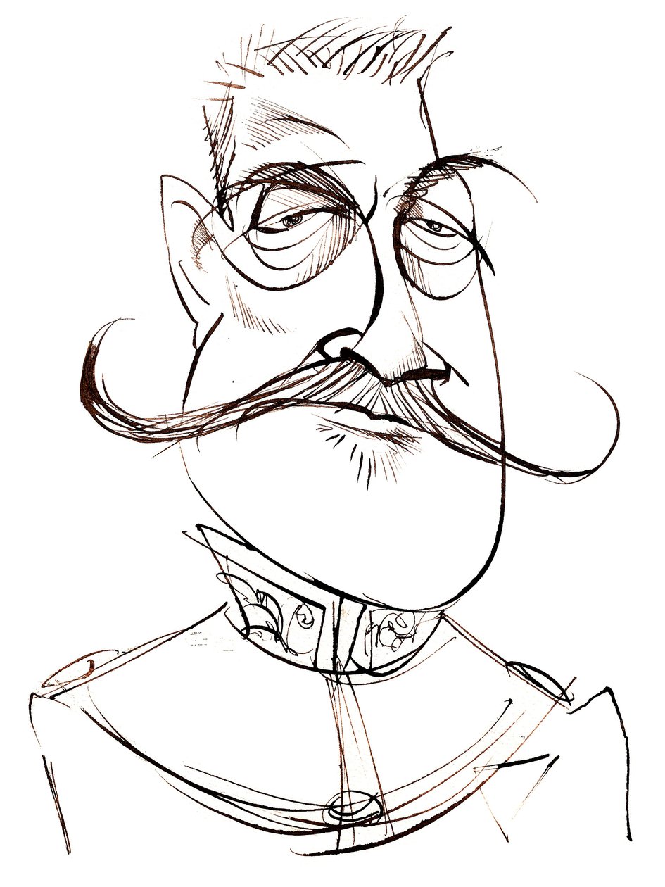 Ferdinand Foch -French Marshall (1851-1929); karikatur av Neale Osborne
