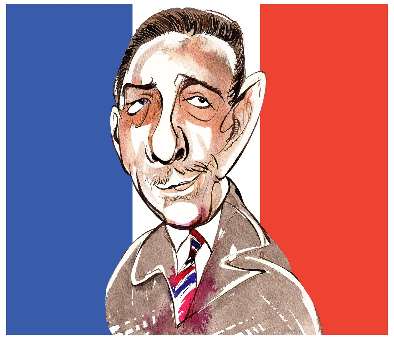 Francis Poulenc - karikatur av fransk komponist, 1899-1963 av Neale Osborne