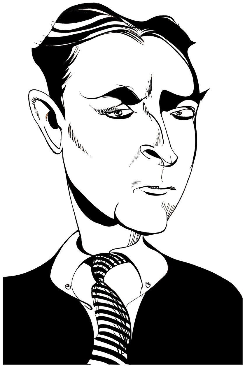 Francis Scott Fitzgerald - karikatur av amerikansk romanforfatter og novelleforfatter, 1896-1940 av Neale Osborne