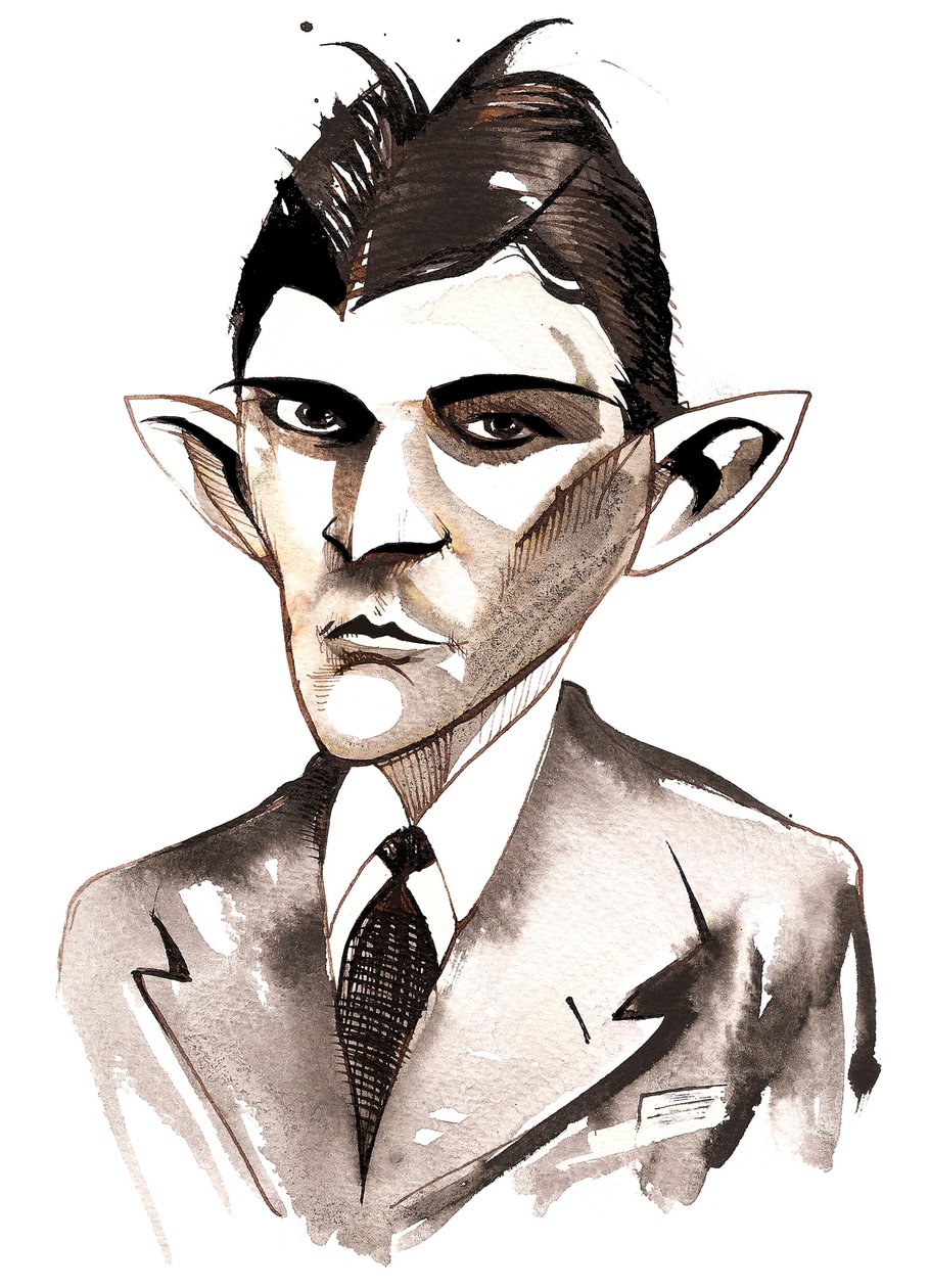 Franz Kafka (tsjekkisk forfatter, 1883-1924) karikatur av Neale Osborne