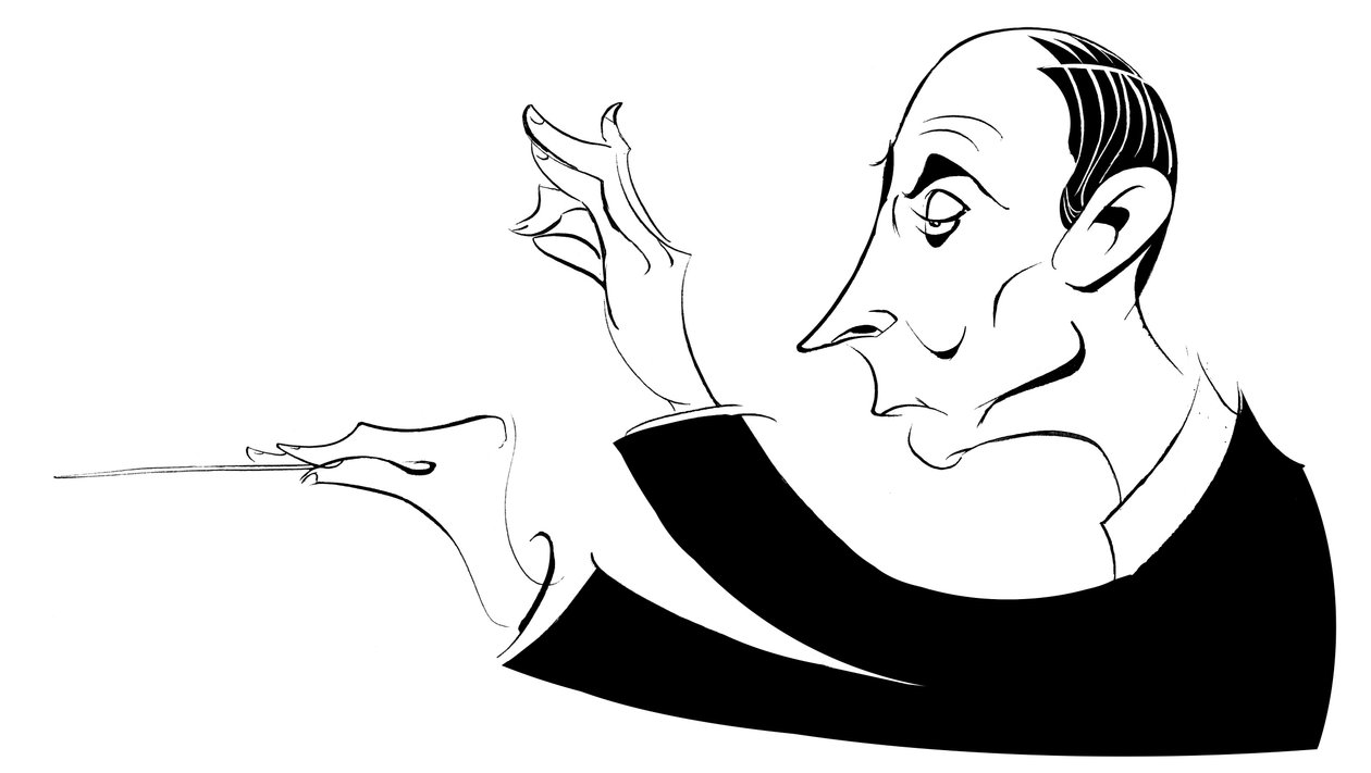 Igor Markevitch - svart og hvit karikatur av Neale Osborne