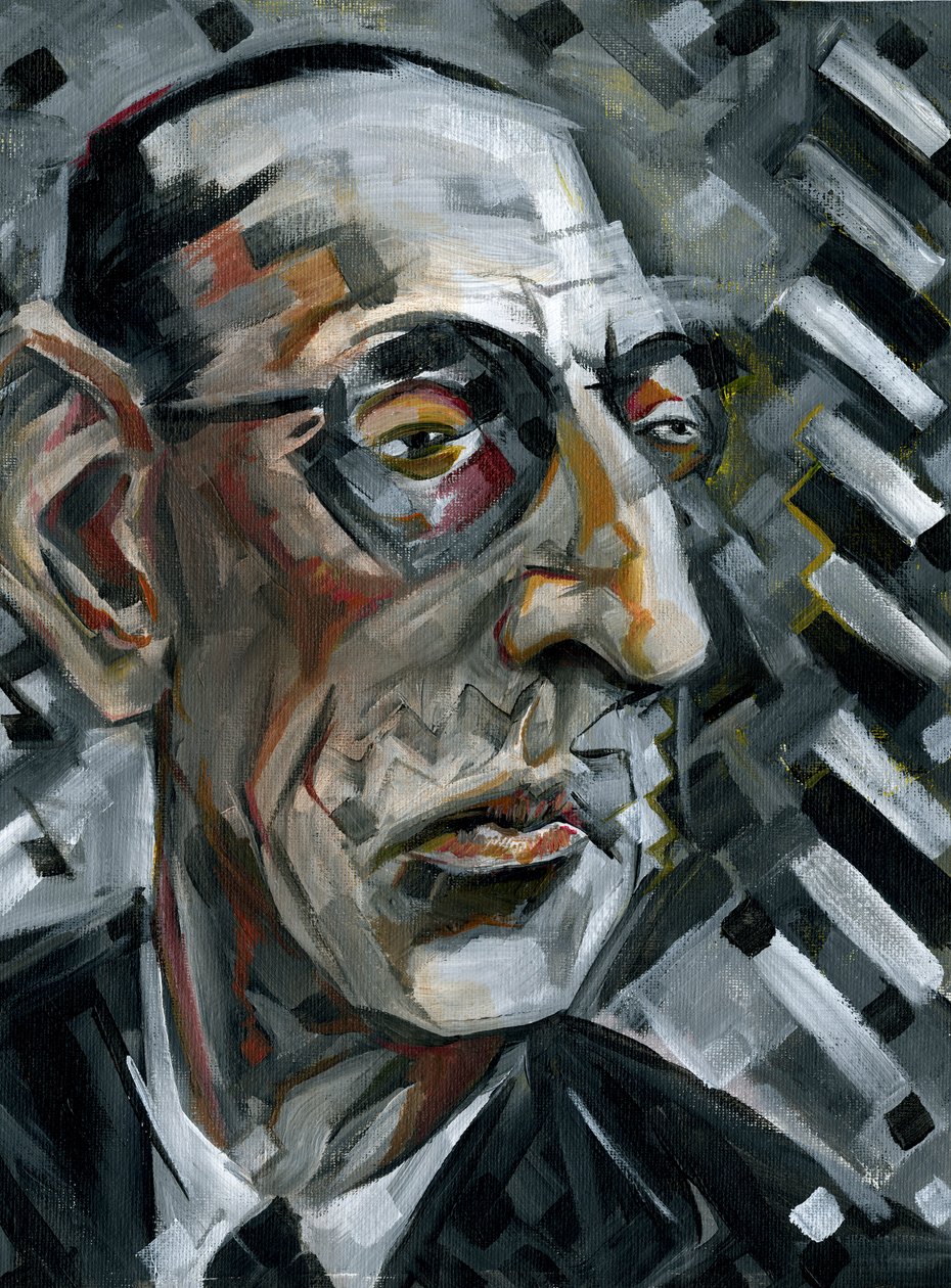 Igor Stravinsky - karikaturmaleri av den russiske komponisten av Neale Osborne