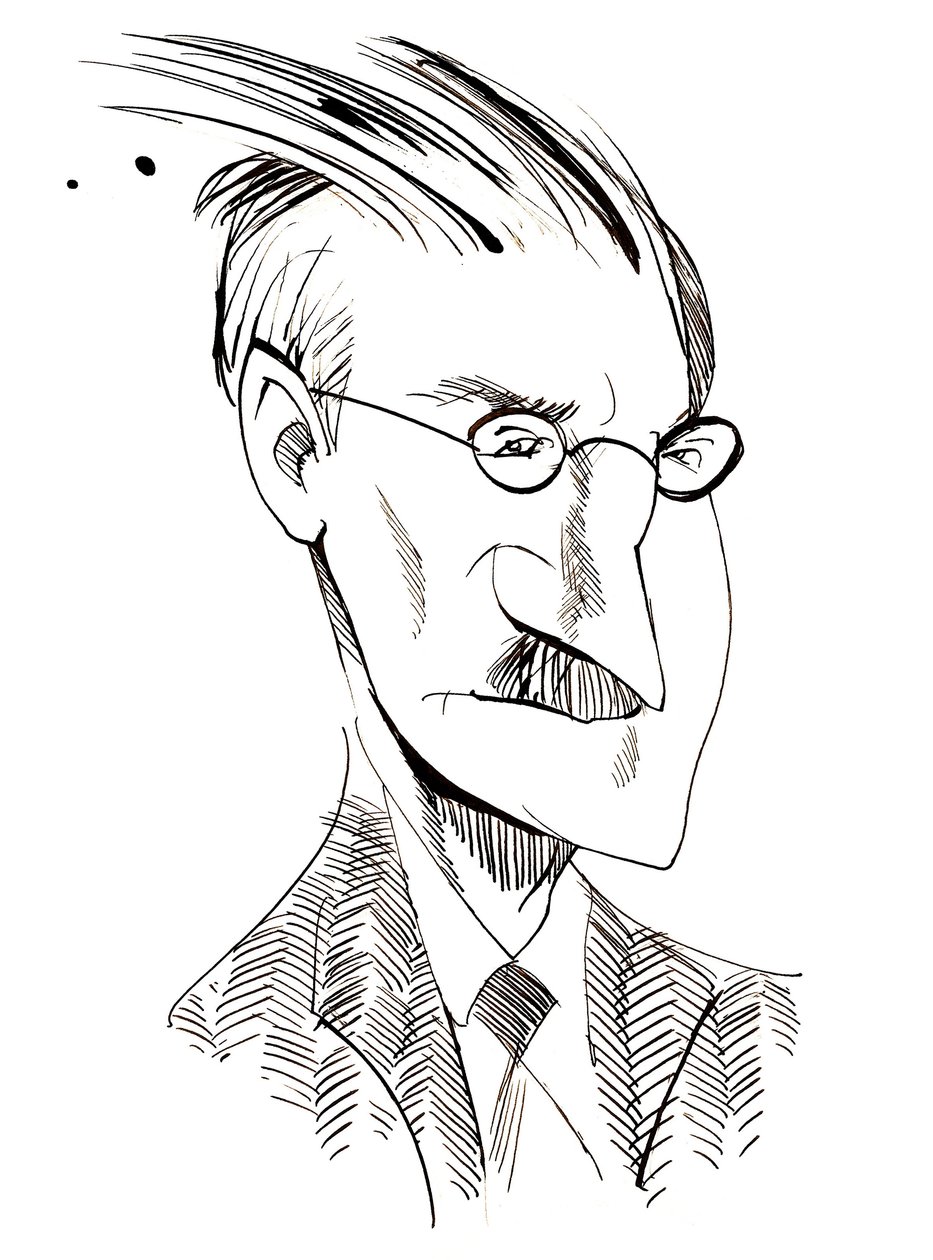 James Joyce - karikatur av irsk forfatter (1882-1941) av Neale Osborne