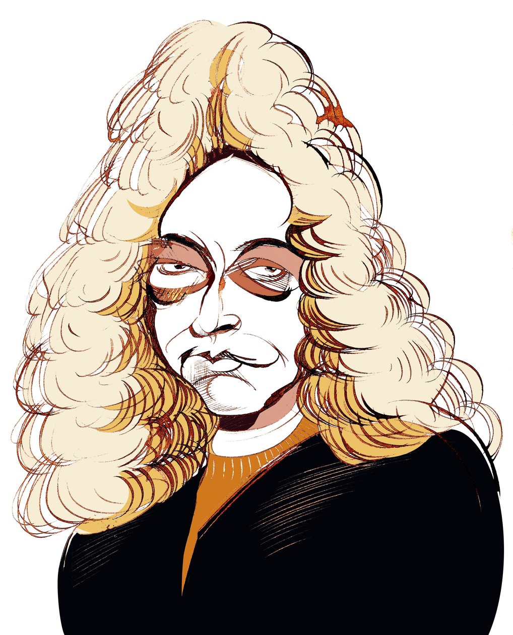 Johann Joseph Fux, østerriksk komponist fargekarikatur av Neale Osborne