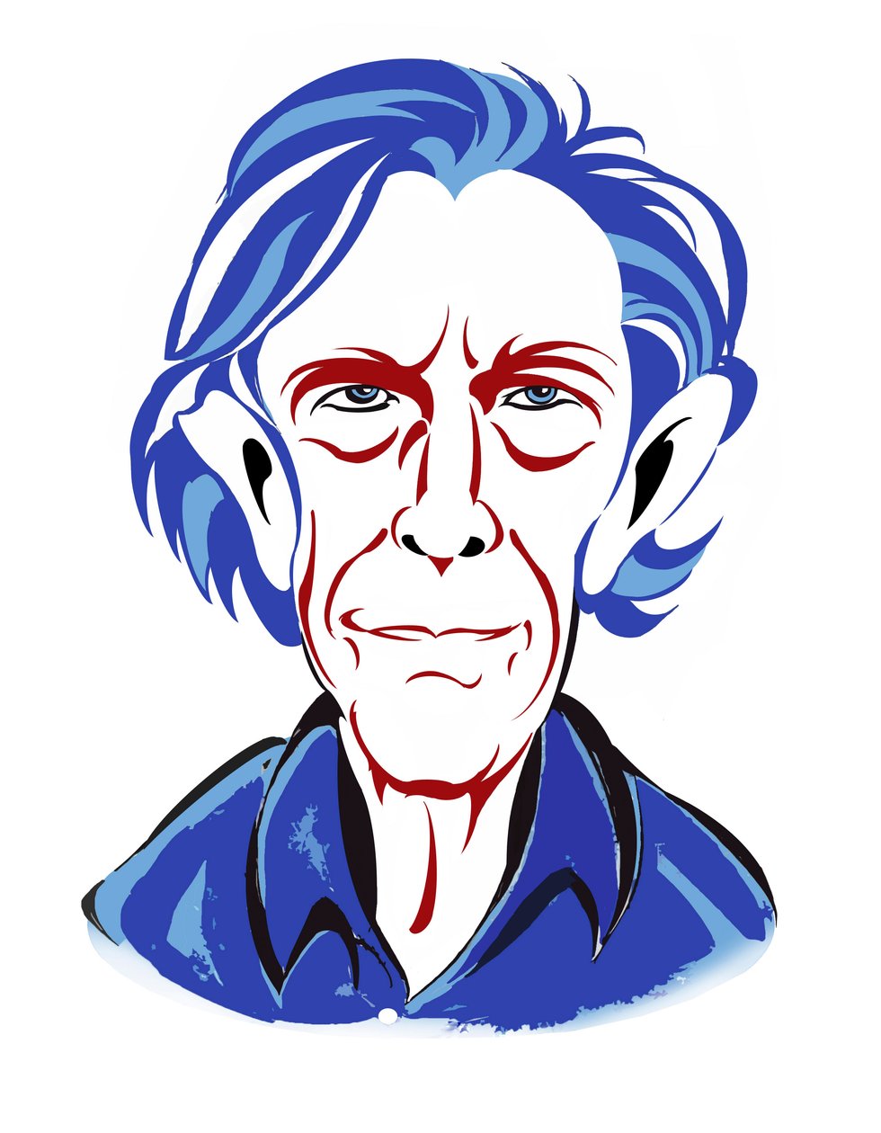 John Cage - fargekarikatur av Neale Osborne