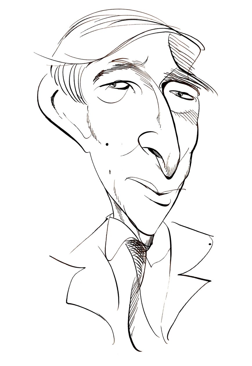 John Updike - karikatur av Neale Osborne