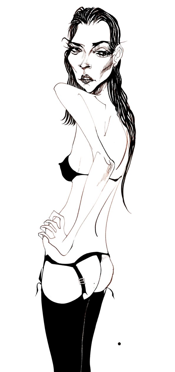 Kate Moss - karikatur av engelsk motemodell, født 1974 av Neale Osborne