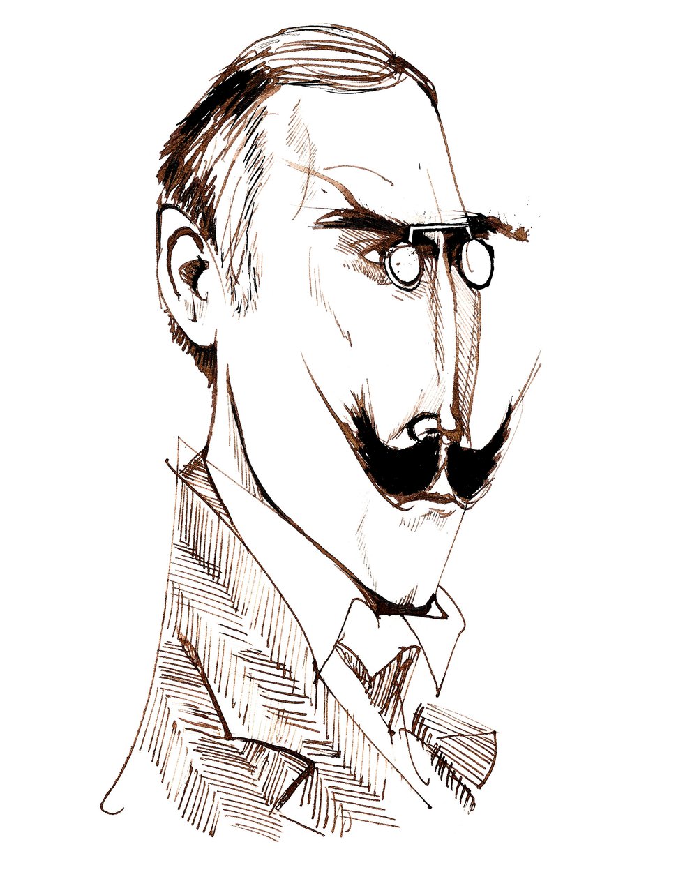Knut Hamsun - karikatur av Neale Osborne