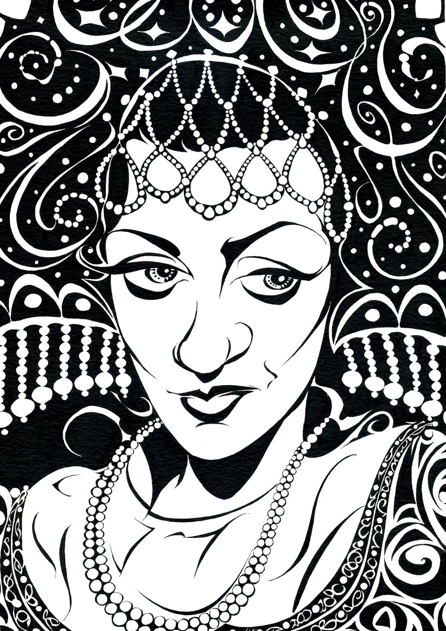 Olga Borodina - karikatur av den russiske operasangeren (mezzosopran) av Neale Osborne