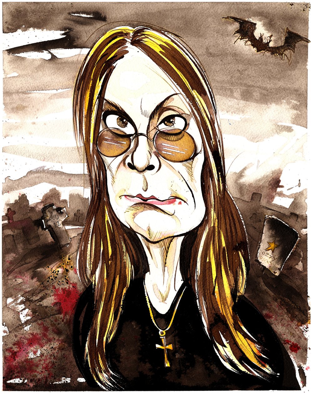 Ozzy Osbourne - fargekarikatur av Neale Osborne