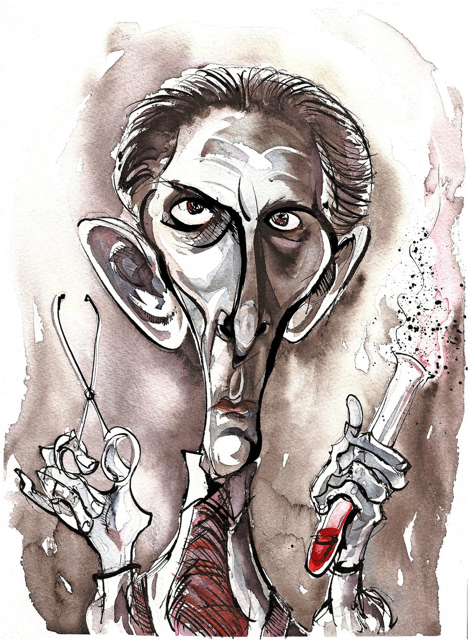 Peter Cushing - karikatur av Neale Osborne