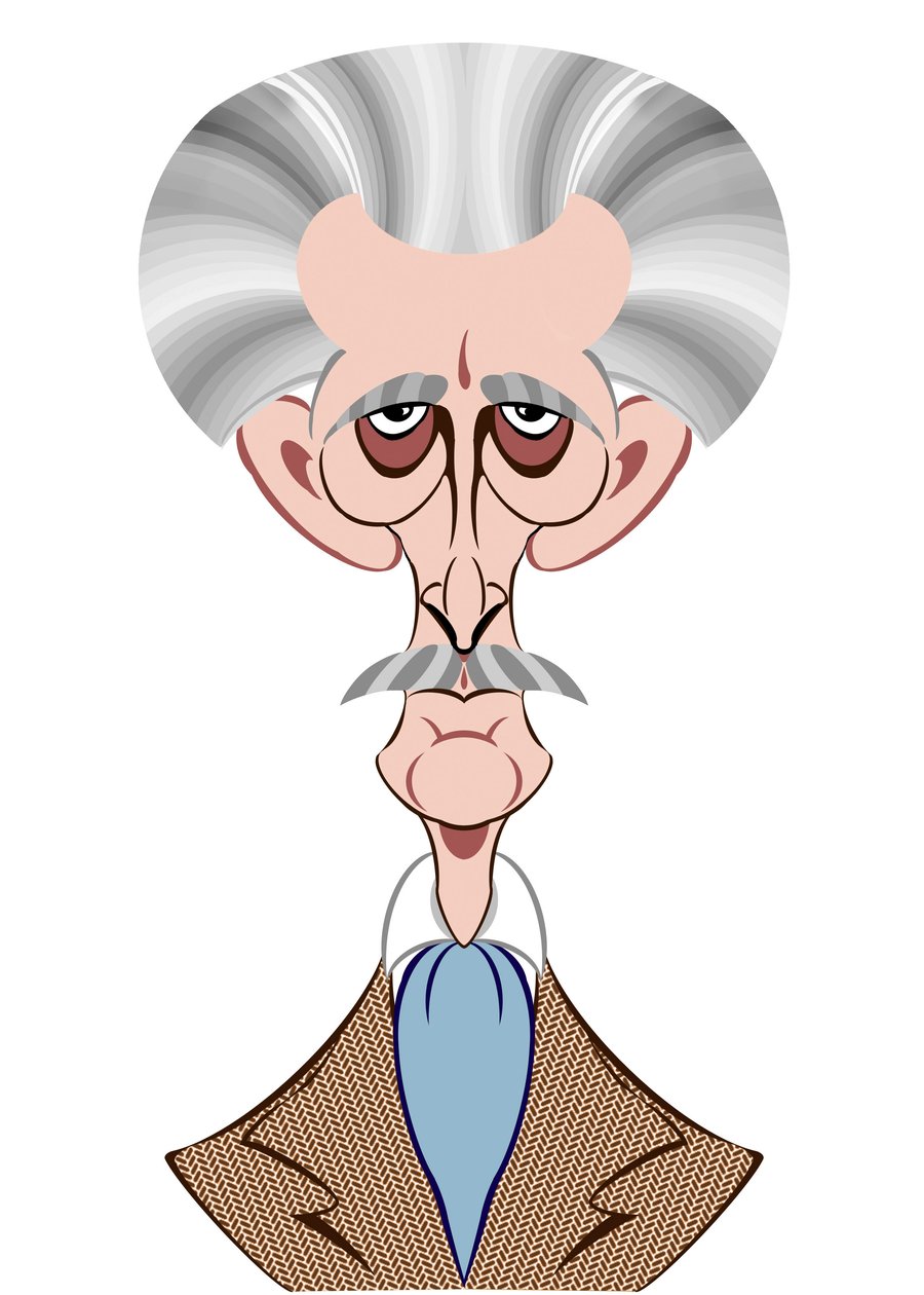 Peter Cushing som Doctor Who - karikatur av Neale Osborne