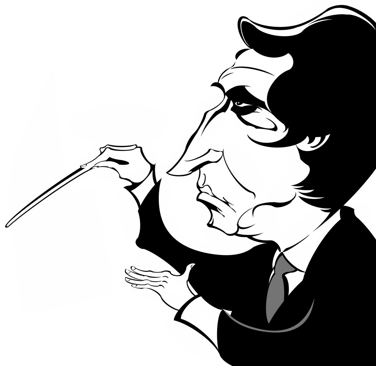 Riccardo Muti - karikatur av den italienske dirigenten av Neale Osborne