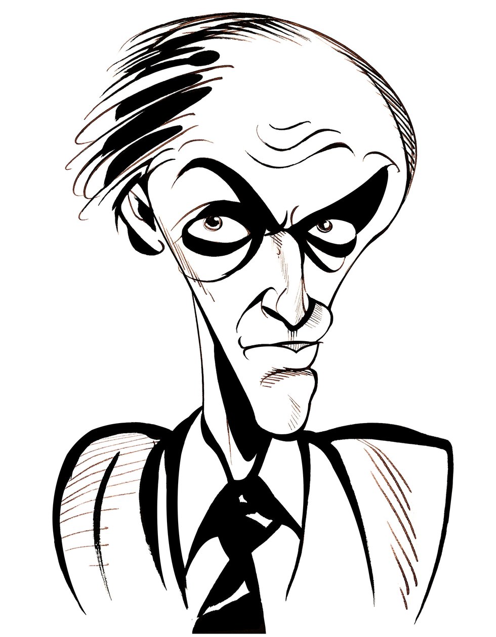 Roald Dahl - svart og hvit karikatur av Neale Osborne