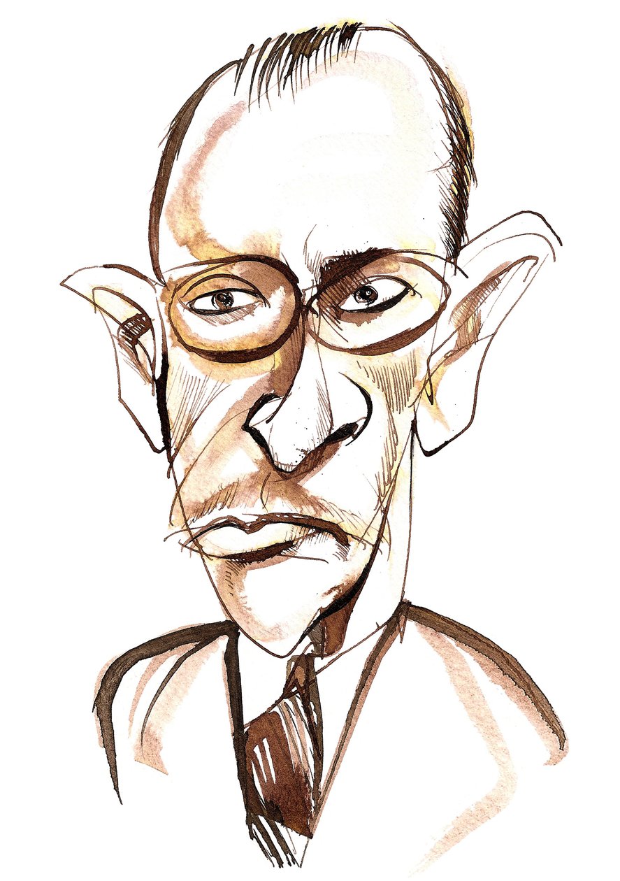 russisk-født komponist og dirigent Igor Stravinsky (1882-1971); karikatur av Neale Osborne