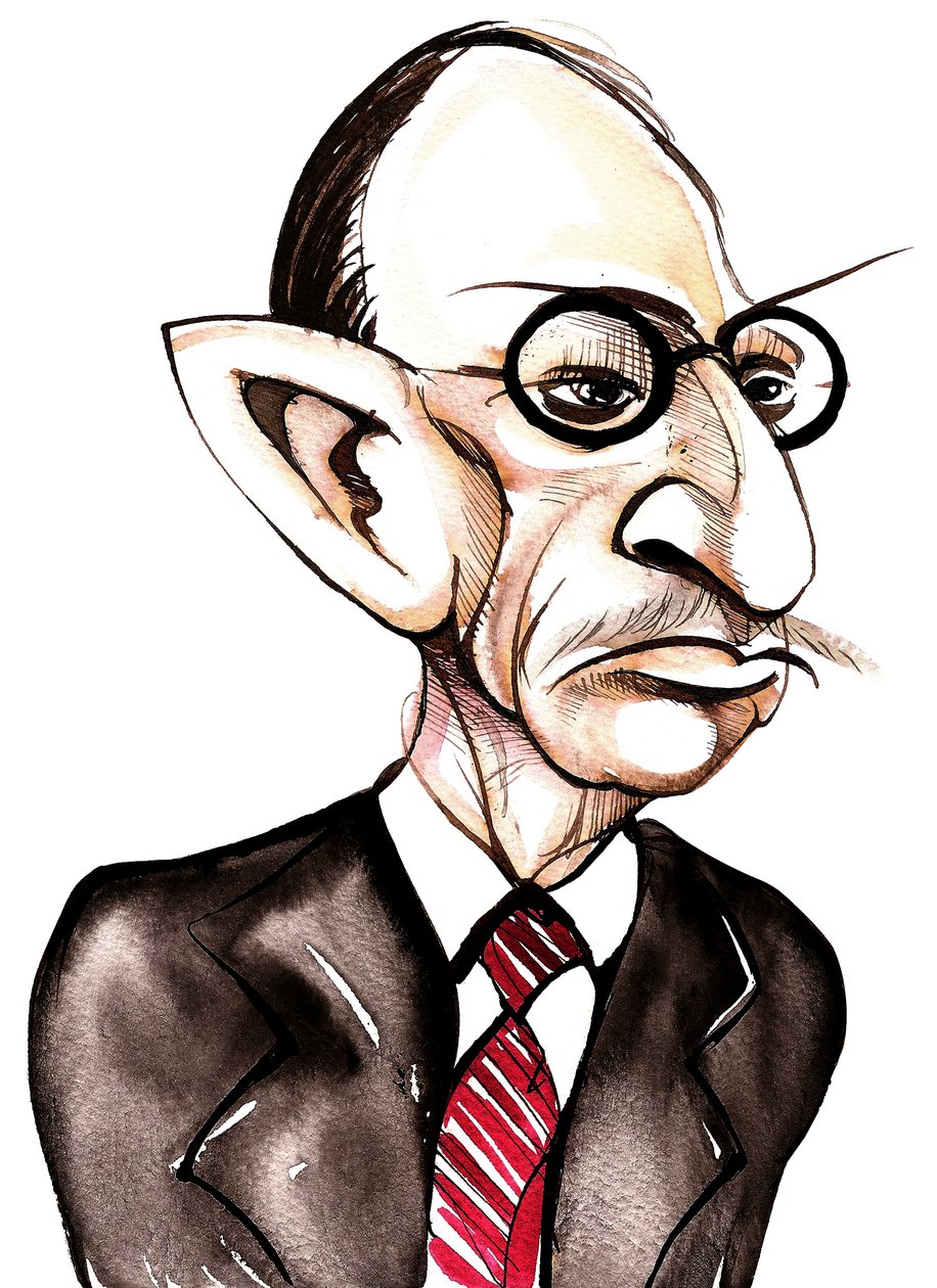 russisk-født komponist og dirigent Igor Stravinsky (1882-1971); karikatur av Neale Osborne