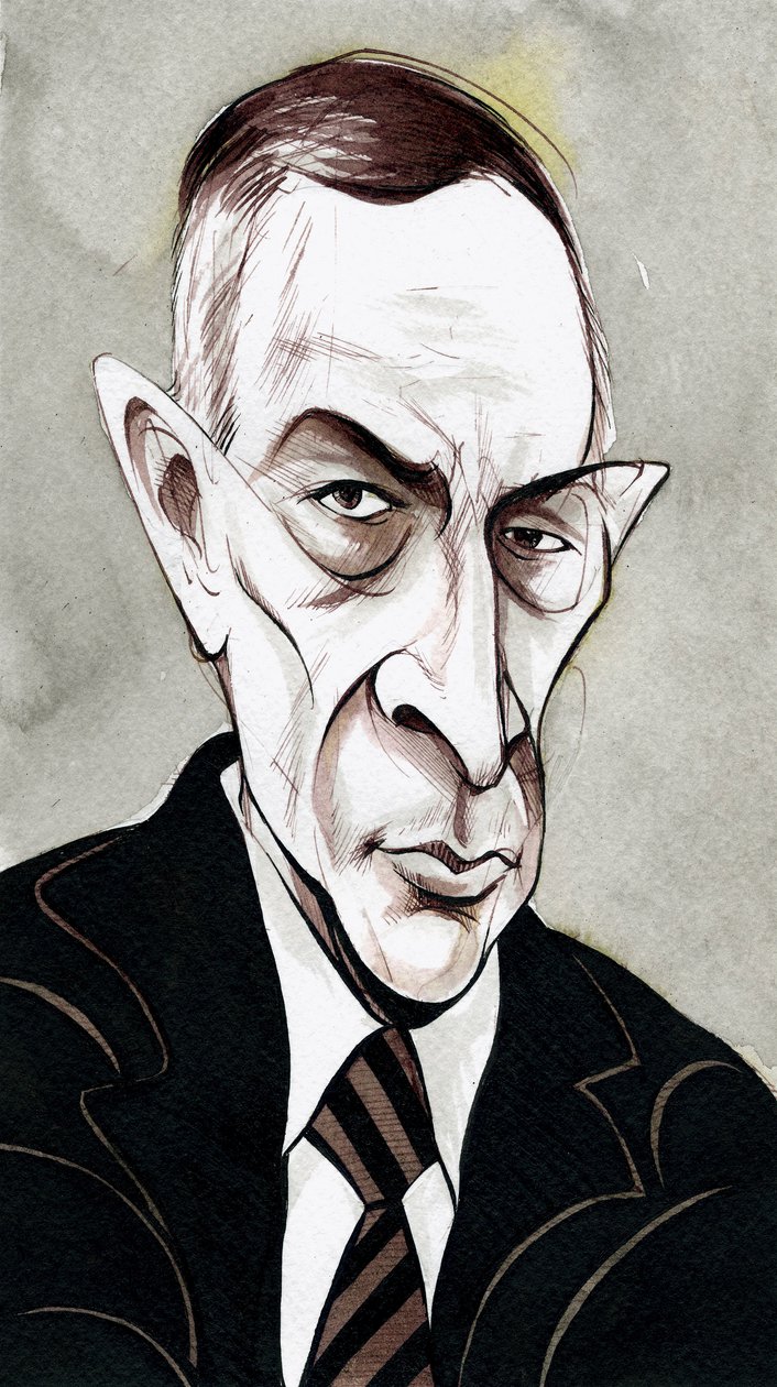 Sergei Rachmaninov - karikatur av den russiske komponisten av Neale Osborne
